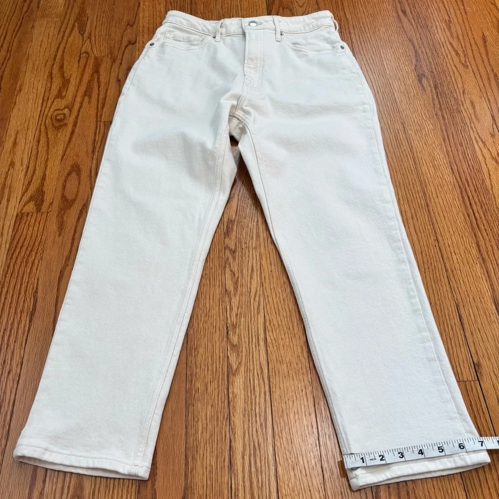 Everlane The Curvy Cheeky Off White Organic Cotton High Rise Crop Jeans size 28